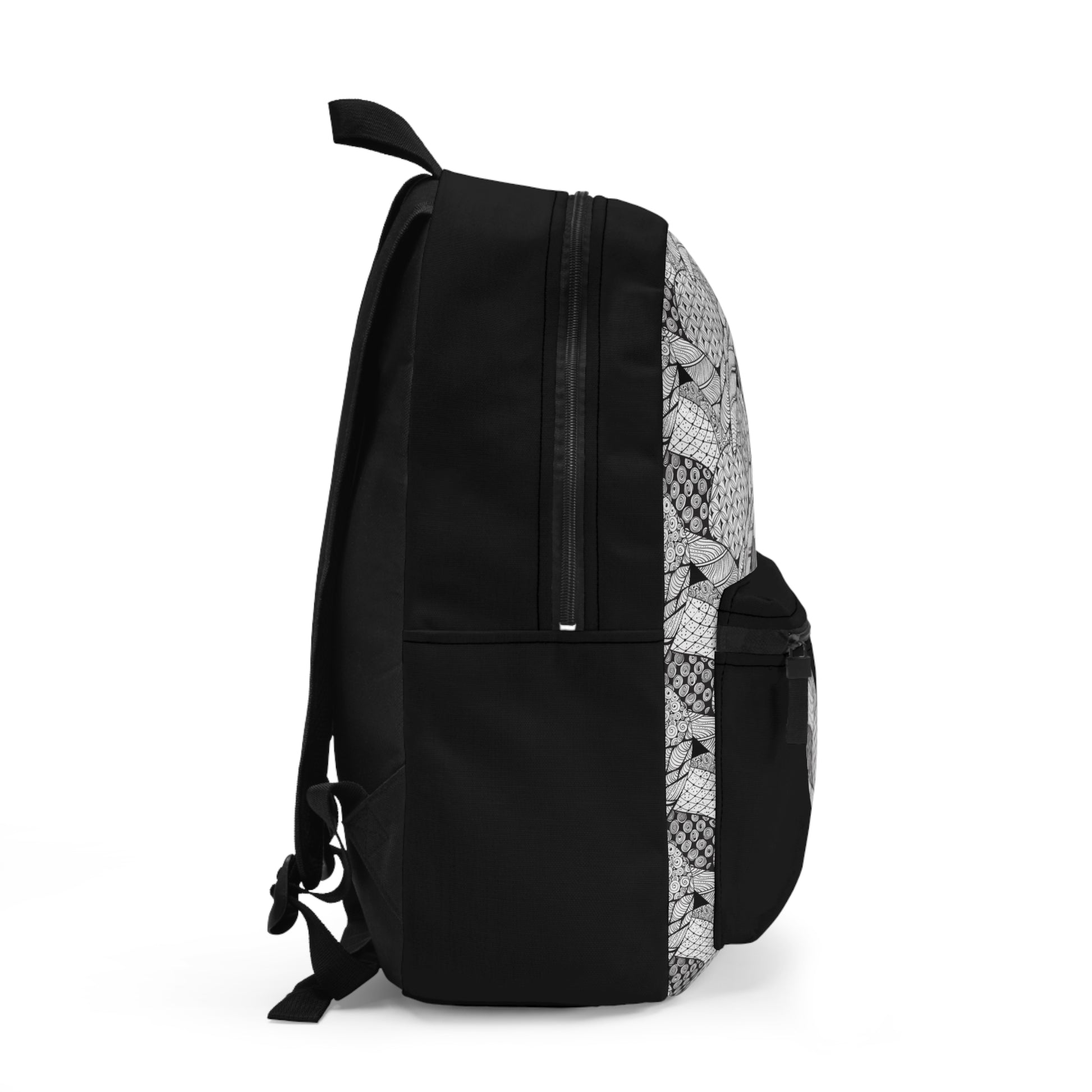 Lightweight polyester backpack with a patterned heart design, ideal for back-to-school, featuring adjustable straps and waterproof material.