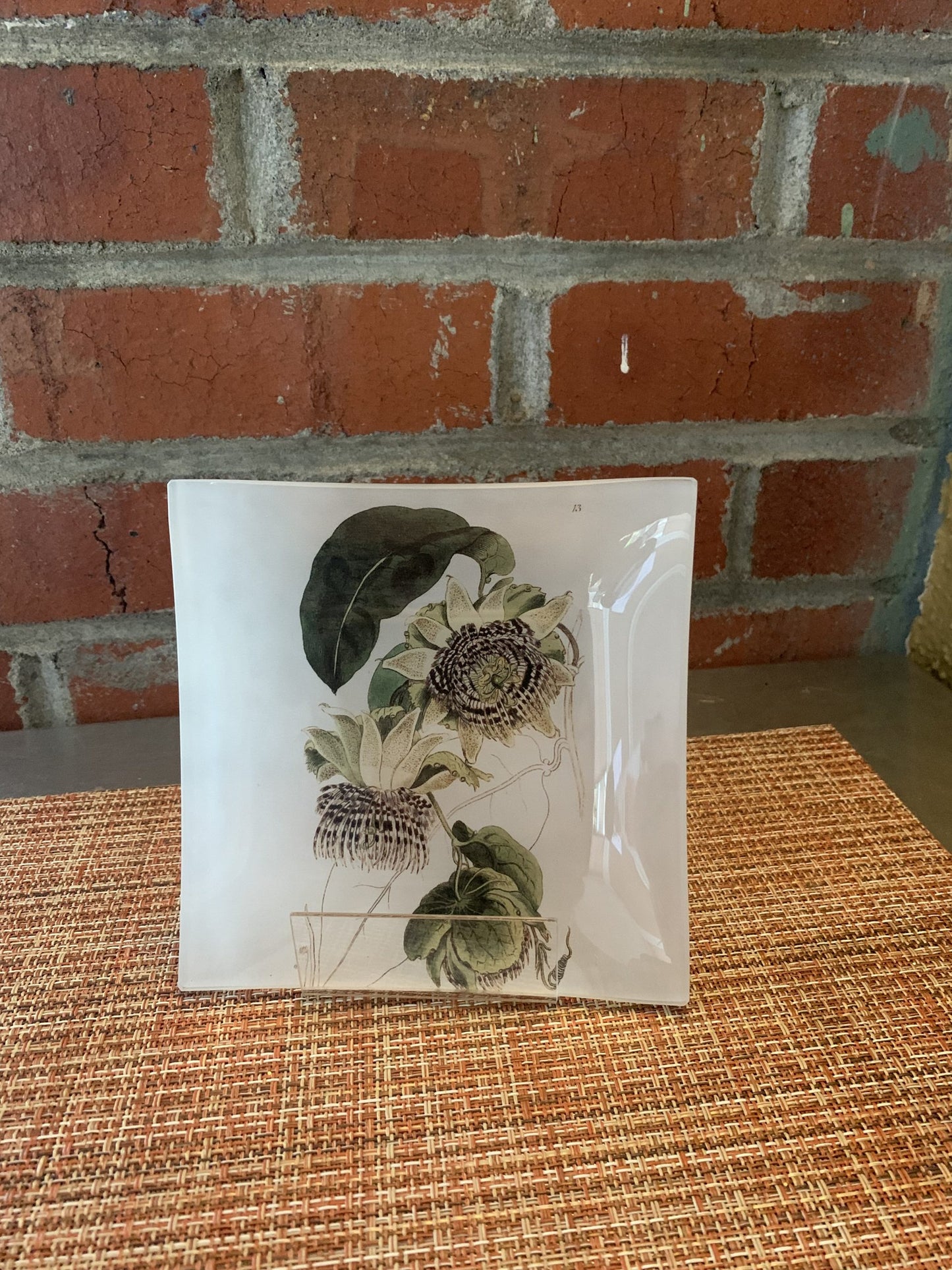 Botanical Glass Tray – Passion Flower Art, 6x6", Sydenham Edwards Vintage Design